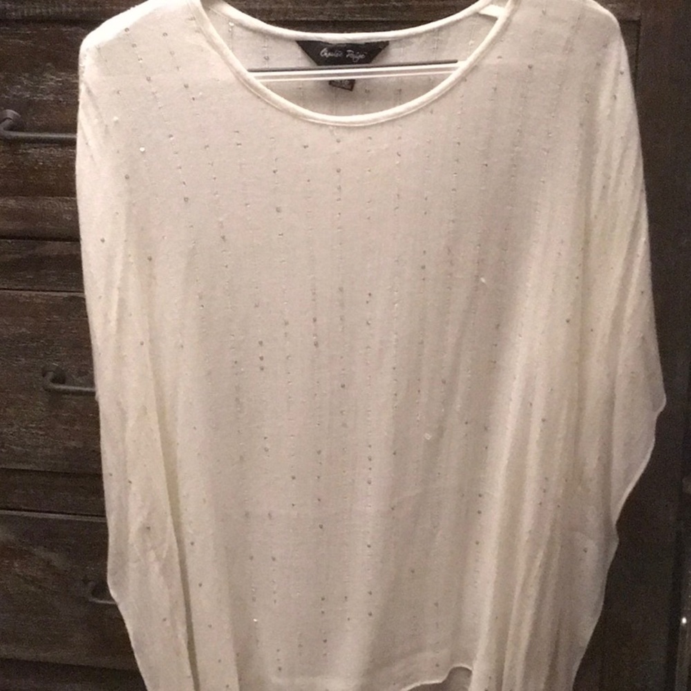 White with silver sequin accent size os.